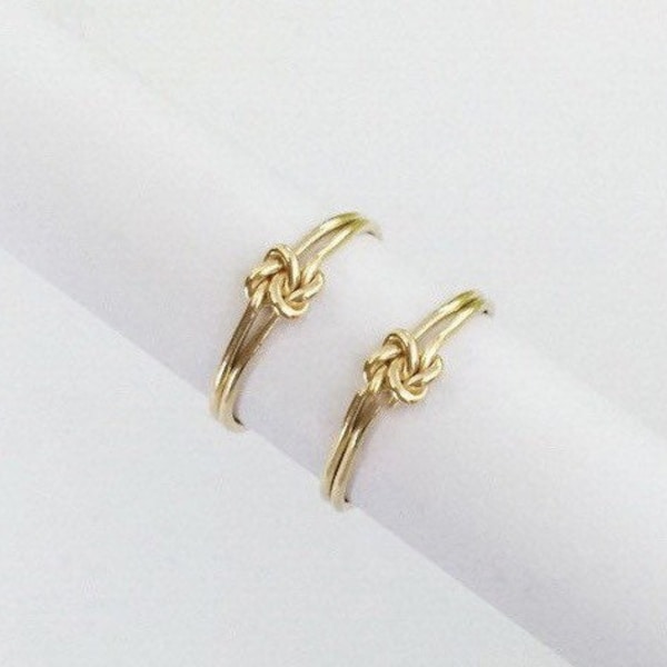 14K Gold Filled Double Love Knot Ring, Double Wire Ring, Stackable Ring, Midi Ring, Minimal, Bulk, Wholesale, Made in USA