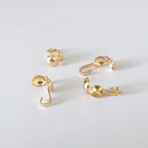 10 Pcs 14K Gold Filled Clamshell Bead Tip, 0.55mm Hole, Wholesale, Made in USA