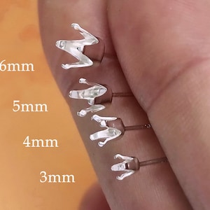 2 Pcs 3mm/4mm/5mm/6mm 925 Sterling Silver Snap-in Setting Post Earring, Snap Tite Setting Earrings, 4 Claws, 4 Prong, Ear Post, Made In USA