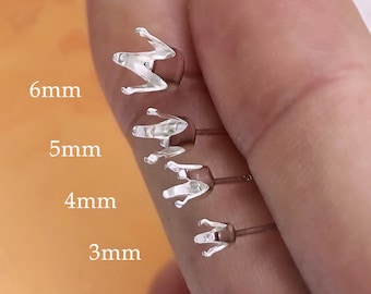 2 Pcs 3mm/4mm/5mm/6mm 925 Sterling Silver Snap-in Setting Post Earring, Snap Tite Setting Earrings, 4 Claws, 4 Prong, Ear Post, Made In USA