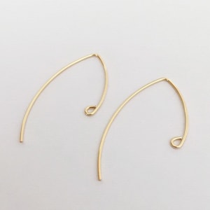 2 Pcs 33mm 21Ga/20.5Ga 14K Gold Filled V Shape Ear Wire, Ear Hook with open loop, Made in USA