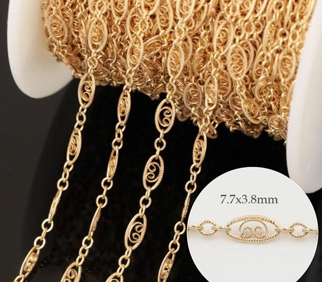 Filogram Chain 14K Gold Filled Filigree Chain, Filigree Scroll Chain - Etsy