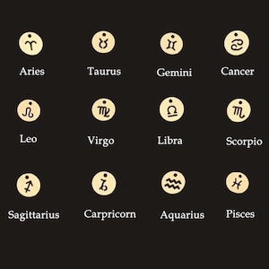 7mm 24 Gauge 14K Gold Filled Zodiac Charm, Constellation Charm, Hollow Carve Charm, Zodiac Discs, Wholesale, Made in USA