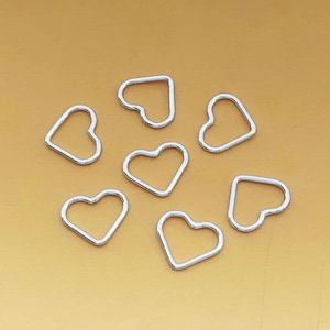 5 Stk 8,3mm kleine 925 Sterling Silber Draht Herz geschlossene Biegeringe, winzige Draht Herz Charme, Masse, hergestellt in den USA