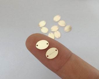 2 Pcs 7.3x5.5mm 14K Gold Filled Oval Quality Tags, Oval Connector, 2-Hole Oval Drops, Stamped with 1/20 14K, Wholesale, Made in USA