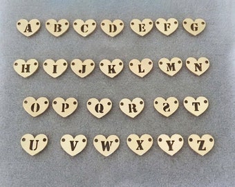 7.9x6.4mm 24 Gauge 14K Gold Filled Initial Heart Connector, Hollow Carve Charm, with 2-Holes, Uppercase Heart Charm, Made in USA