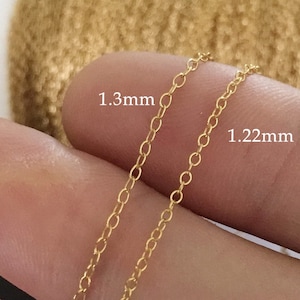 1 Foot 1.22mm/1.3mm 14K Gold Filled Cable Chain, Made in USA