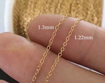 1 Foot 1.22mm/1.3mm 14K Gold Filled Cable Chain, Made in USA