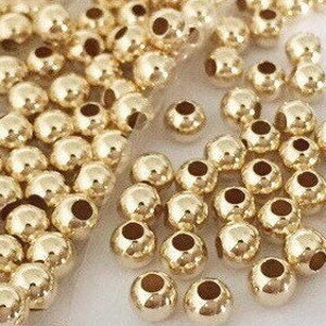 7mm 14K Gold Filled Beads, Seamless Gold Beads, Round Beads, 14K Gold Filled, Tiny Gold Beads, 10pieces