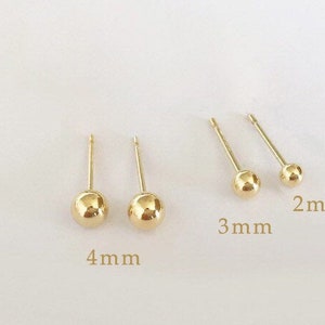 2 Pcs 2mm/3mm/4mm 14K Gold Filled Ball Post Earring, Stud Earrings With A Ball, Ear Posts, Earring Findings, Made In USA