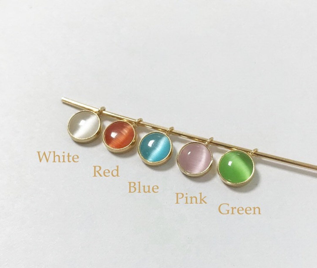 6mm 14K Gold Filled White Cats Eye Stone Charm Cats Eye Etsy