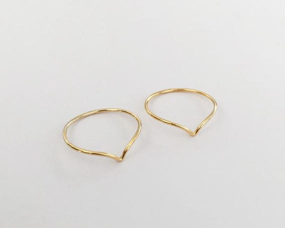 1mm 14K Gold Filled Chevron Ring, V-Shape Ring