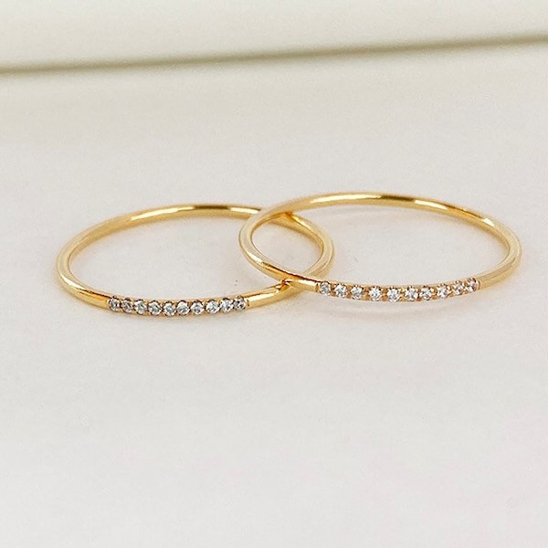 1mm 14K Gold Filled Pave Ring, Cz Ring, 10-Cz Ring, Stackable Ring, Dainty Ring, Wholesale, Made in USA