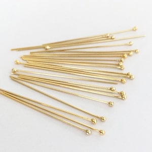 10 Pcs 22 Gauge 14K Gold Filled Ball End Head Pins, 1 Inch/1.5 Inch/2 Inch Headpins, Ball End Headpins, Wholesale, Made in USA