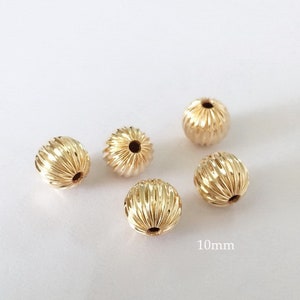 10 mm 14K Gold gefüllte gewellte Perlen, Gerade gewellte Perlen, Goldperlen, Runde Perlen, kleine Goldperlen,