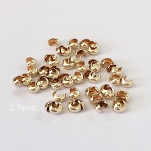 20 Pcs 2.5mm Gold Filled Crimp Covers, Crimp Beads, Cover Beads, 14 K Gold Filled Crimp Covers, 100Pcs, Made in USA