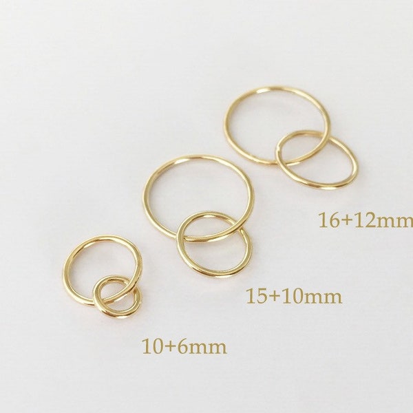 14K Gold Filled Interlocking Circles, Double Ring Connector, Wholesale, Made in USA
