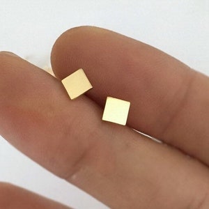 2 Pcs 4.7mm 14K Gold Filled Square Post Earrings, Square Ear Posts, Square Stud Earrings, Geometrical Stud Earrings, Wholesale