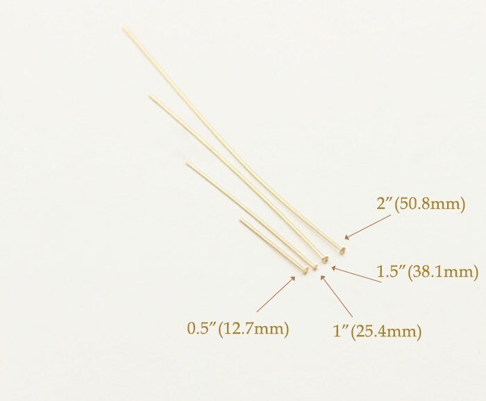 Pin Dua Inch 20 Pcs 26 Gauge 14K Gold Filled Head Pins, 1 Inch/1.5 Inches/2 Inches ...