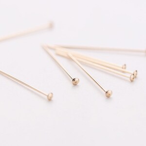 10 Pcs 22 Gauge 14K Gold Filled Head Pins, 1 Inch/1.5 Inches/2 Inches Headpins, Flat End Head Pins, Cupped End, Wholesale, Made in USA