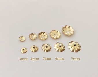 10 capuchons en perles de fleurs remplies d'or 14 carats 3 mm/4 mm/5 mm/6 mm/7 mm, vente en gros, fabriqué aux États-Unis, FBC03-07