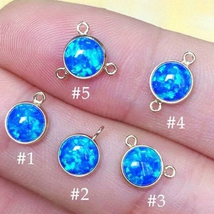 6mm 14K Gold Filled Charm or Connector, Opal Charm, Blue Bello Opal, Bezel Charm, Wholesale, Bulk, Made in USA