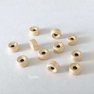 5個 5 mm 14K ゴールドフィルド スターダスト ロンデル ビーズ、ドーナツ ビーズ、米国製
