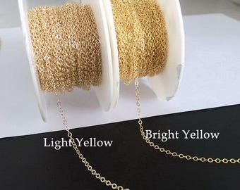 1 Foot 1.68mm Width Flat Cable Chain, 14K Gold Filled Flat Cable Chain, Shiny Cable Chain, By Foot, Made in USA
