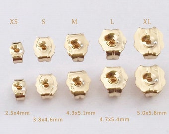 XS/S/M/L/XL 14K Gold Filled Ear Nuts, Butterfly Ear Nuts, Earring Backs, Earring Findings, Made In USA