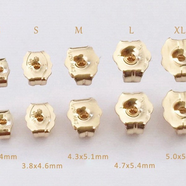 XS/S/M/L/XL, écrous d'oreilles en gold filled 14 carats, écrous papillon, arrières de boucles d'oreilles, accessoires de boucles d'oreilles, fabriqués aux États-Unis