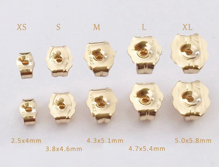 5.75mm 14K Yellow Gold Screw Earnut Earring Back with 1mm Hole