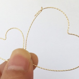 2 Pcs 14K Gold Filled Sparkle Heart Shape Hoops, Wire Hoop Earrings, Beading Hoops, Large Hoops, Earring Findings