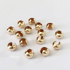 10 Pcs 4mm Gold Filled Crimp Covers, Crimp Beads, Cover Beads, 14 K Gold Filled Crimp Covers, Made in USA