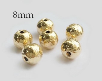 8mm 14K Gold Filled Hammered Beads, No Tarnish Beads