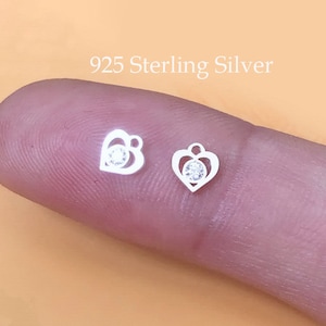 4.7x5.1mm 925 Sterling Silver Tiny Heart Charm With Cz, Heart Drop, Wholesale