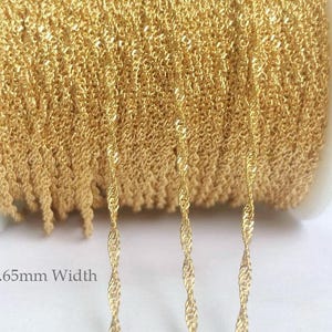 1 Foot 1.65mm 14K Gold Filled Singapore Chain, Wave Chain, Flat Twisted Chain, 50cm, 1meter, Made in USA
