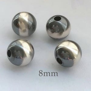2 piezas de perlas navajo de 8 mm, cuentas de plata de ley 925, cuentas redondas pequeñas