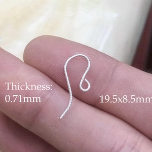 Crochets d&#39;oreilles scintillants en argent sterling 925 de 19,5 x 8,5 mm 21 Ga