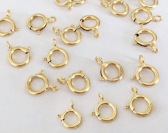 5pcs 5.5mm 14K Gold Filled Spring Ring Clasp with Closed Ring Attached, Made in USA