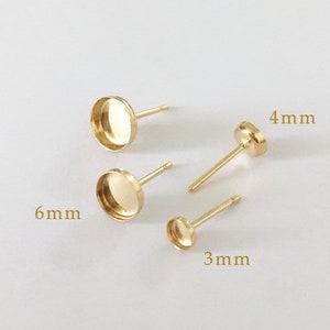 2 Pcs 3mm/4mm/5mm/6mm 14K Gold Filled  Cup Bezel Post Earring, Bezel Post Earrings, Stud Earrings, Cabochon Setting, Bezel Settings
