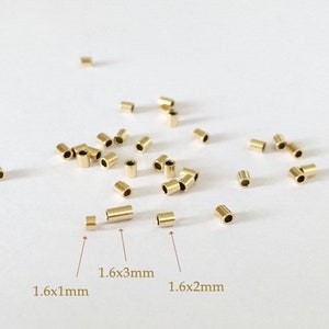50 Pcs 1.6x1mm/1.6x2mm/1.6x3mm Gold Filled Crimp Tubes, Cut Tube, Crimp Beads, Spacer Beads, 14K Gold Filled Crimp Tubes