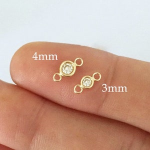 2 Pcs 3mm/4mm 14K Gold Filled Cubic Zirconia Connector, CZ Charm, Wholesale, Bulk, Made in USA