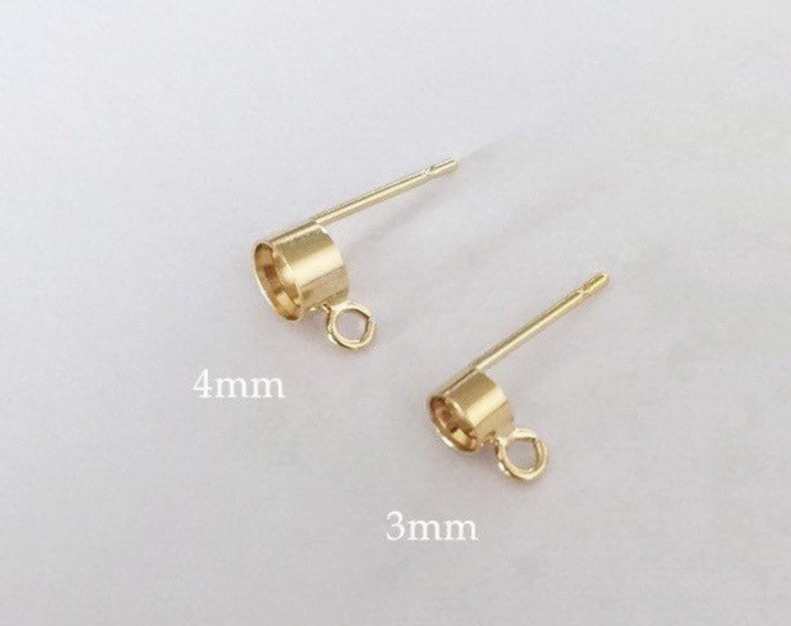 Post Setting Rings 2 Pcs 3mm/4mm, 14K Gold Filled Tube Bezel Setting Earring Posts, Ear ...
