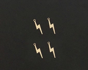4x16.5mm 14K Gold Filled Lightning Charm, Lightning Bolt Drop, Wholesale, Made in USA