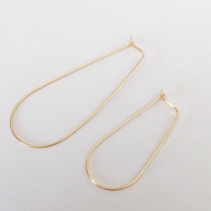 2 Pcs 14K Gold Filled Teardrop Beading Hoops, Thin Hoop Earrings, Ear Hoops, Large Hoops, Earring Findings, 17x40mm, 23x60mm