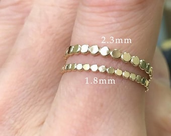 1.8mm/2.3mm 14K Gold Filled Flat Beaded Ring, Dot Ring, Minimal, Bulk, Wholesale, Made in USA