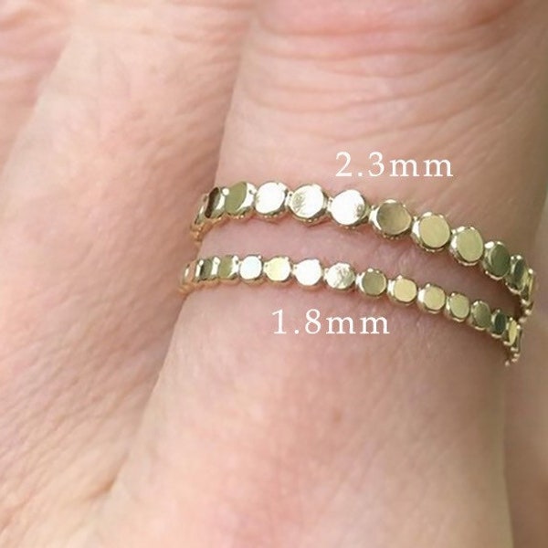 1.8mm/2.3mm 14K Gold Filled Flat Beaded Ring, Dot Ring, Minimal, Bulk, Wholesale, Made in USA