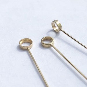 2 Pcs 3mm Bezel 1.5Inch 24 Gauge 14K Gold Filled Bezel Head Pins, Headpin with bezel Setting, Wholesale, Made in USA