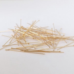 20 Pcs 26 Gauge 14K Gold Filled Head Pins, 1 Inch/1.5 Inches/2 Inches Headpins, Flat End Head Pins, Cupped End, Wholesale, Made in USA
