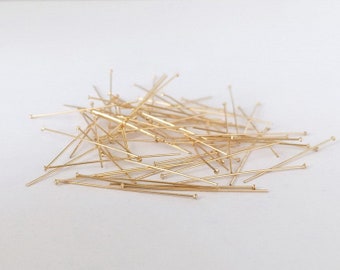 20 Pcs 26 Gauge 14K Gold Filled Cup End Head Pins, 1 Inch/1.5 Inches/2 Inches Headpins, Flat End Head Pins, Wholesale, Made in USA